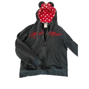 Disney Parks Minnie Mouse Embroidered Full Zip-Up Hoodie Women's Size Large